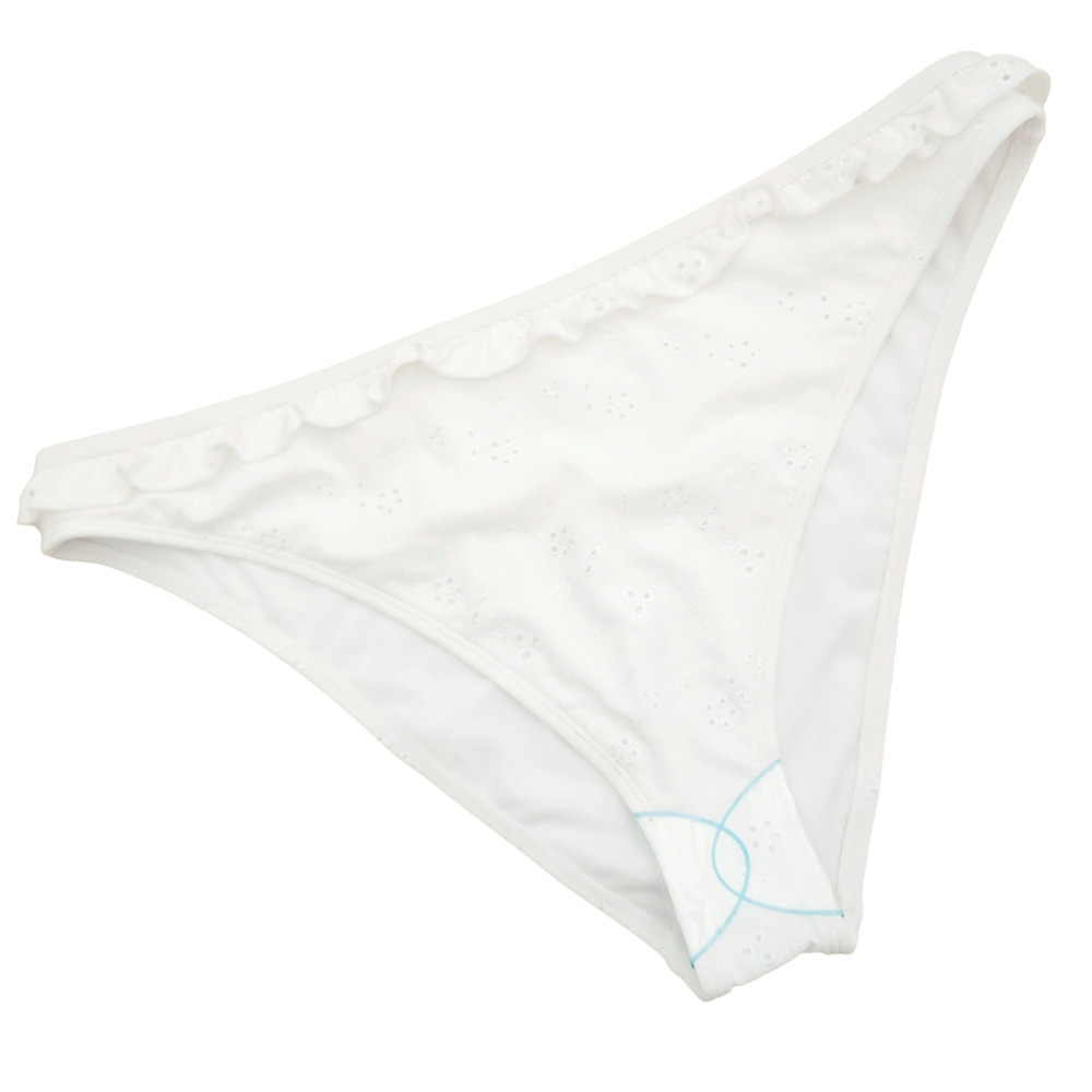 ASOS Swim broderie embroidered white eyelet ruffle hipster bikini bottoms 12 NEW